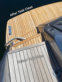 before and after using marine teak cleaner from ditec