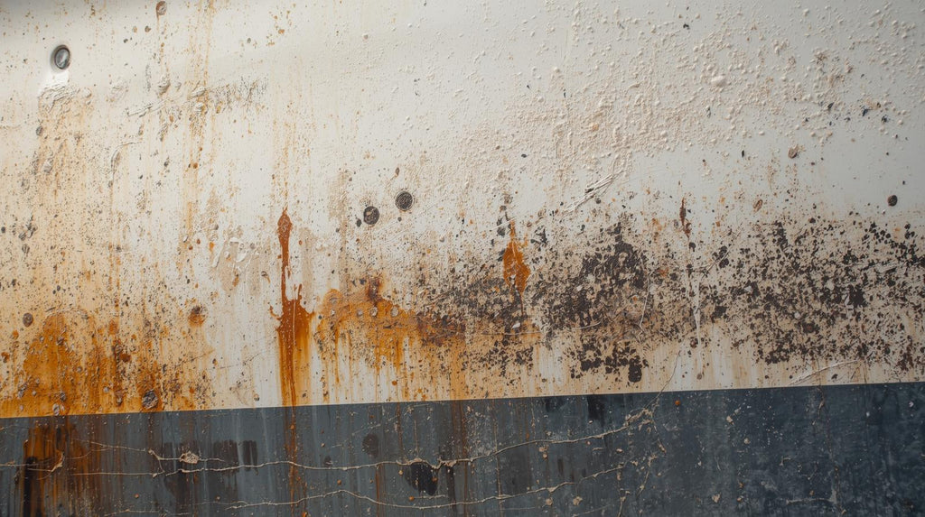 Rusty and pitted hull of boat