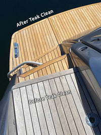 before and after using boat teak clean from ditec