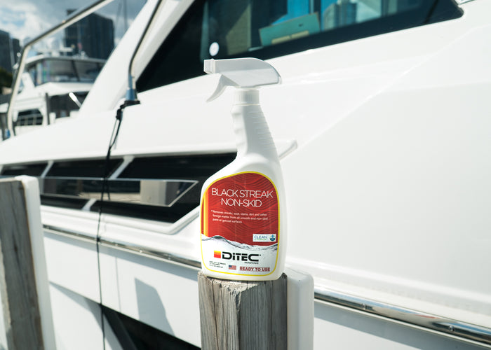 Spray bottle of black-streak non-skid, cleaner for your boat's non skid surfaces, get rid of black streaks on your boat
